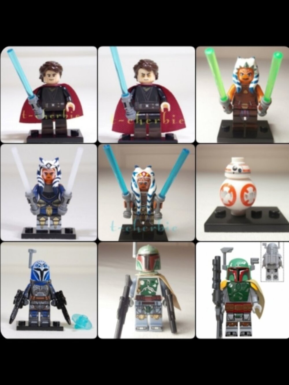 45-Piece STAR WARS Minifigure +Stands Luke Leia Han Lando Darth Vader Mando +Mor - Picture 2 of 7